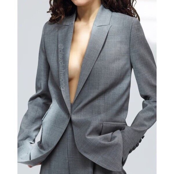 New GWYN Lauren Wool Tailored Blazer Jacket in Light Grey Marl - Picture 1 of 13
